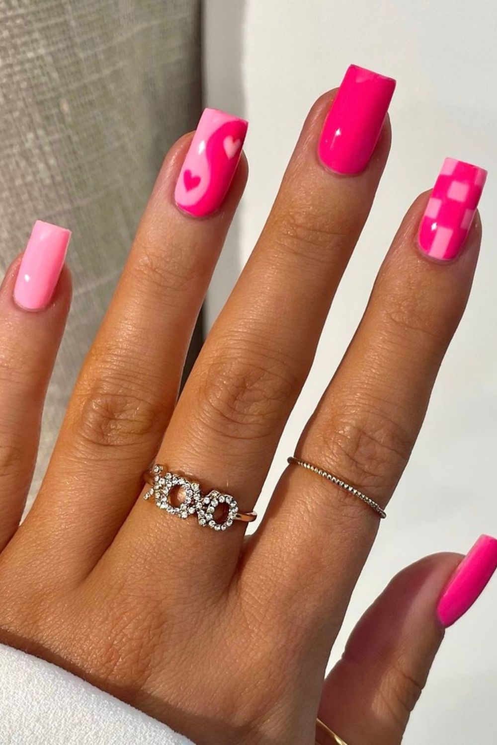 Nail art pink com desenhos