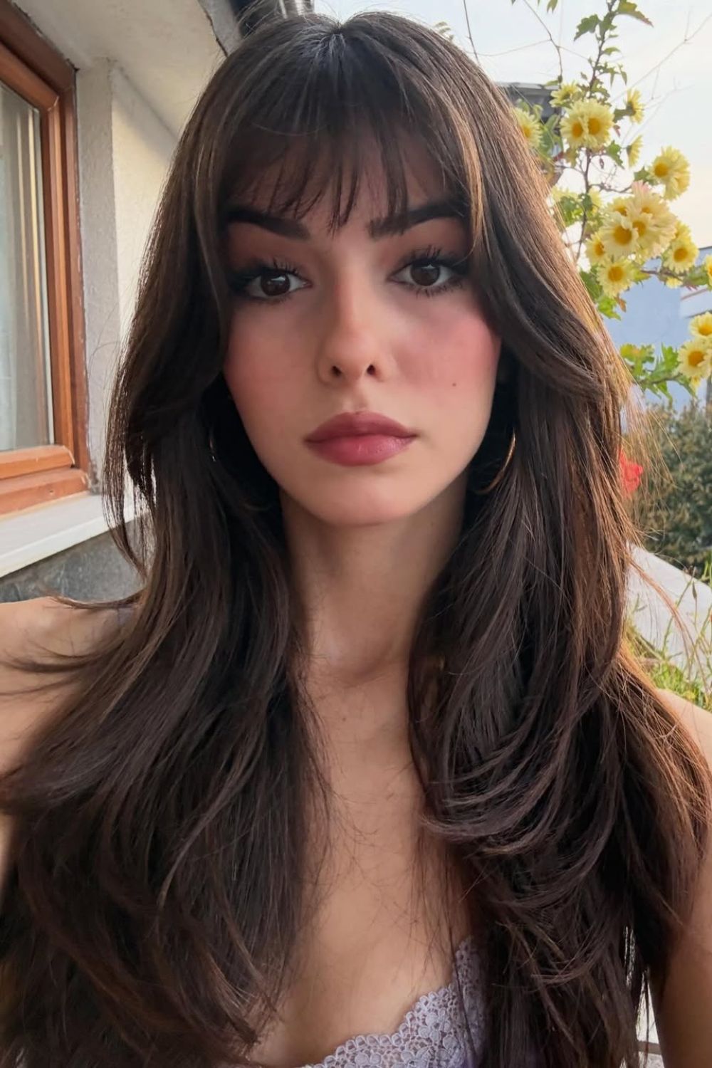 Franja no cabelo repicado grande