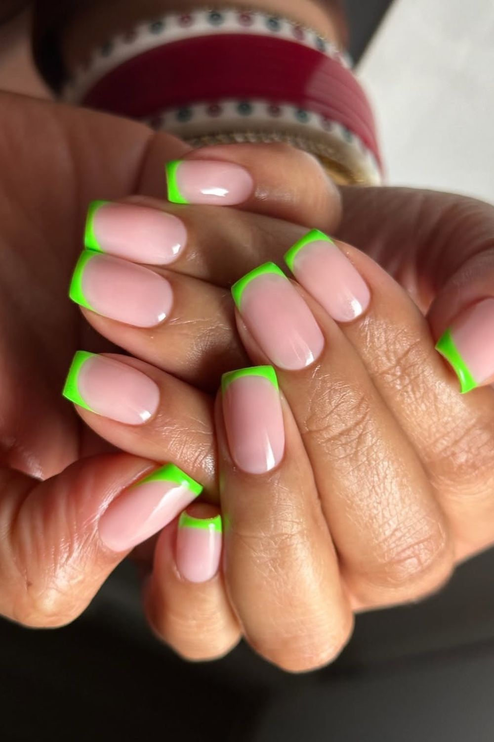 unhas carnaval, francesinha verde florescente
